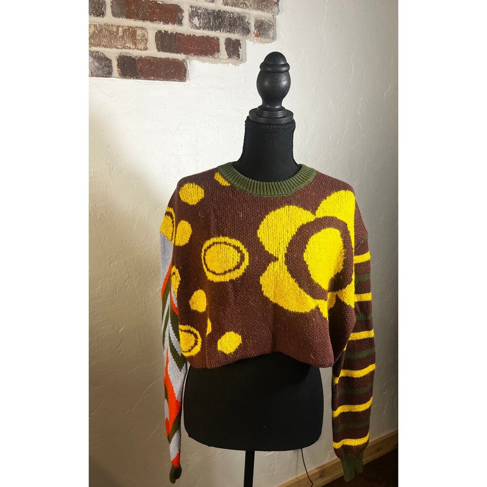 Urban Outfitters BDG Y2K BOHO Mixed Print Cropped Sweater Women's Size S-P
